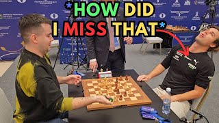 What did Nepo say that made Carlsen go back in his chair  Carlsen vs Nepo  World Blitz 2023 [upl. by Oicnecserc479]