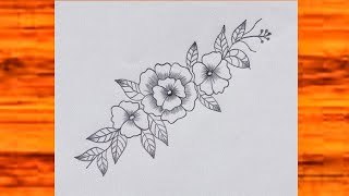 How to draw Flower design drawing with pencil  Easy floral design  Simple flower drawing [upl. by Nissensohn525]