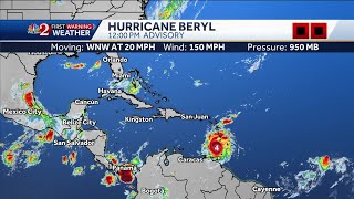 Hurricane Beryl makes landfall over Carriacou Island as an extremely dangerous cat 4 storm [upl. by Aeynod]