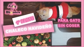 CHALECO NAVIDEÑO🎅 SIN COSER🧵🚫 PARA GATO 12 👷‍♀️DIY Molde Ropa para Gato [upl. by Ahkeber151]