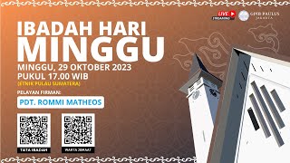 LIVE IBADAH HARI MINGGU  29 OKTOBER 2023 PUKUL 1700 WIB ETNIK PULAU SUMATERA [upl. by Niemad]