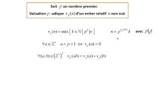 Valuation padique  un outil en vue de la manipulation de la décompo en produit de nombres premiers [upl. by Eatnhoj526]