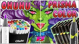 Ohuhu Brush Markers vs Prismacolor Brush Markers  Marker Review [upl. by Ingaberg]