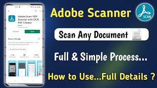 Adobe Scan  How to use Adobe Scan App  How to Scan any documents  Adobe scanner kaise use kare [upl. by Elawalo]