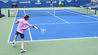 Andrey Rublev Tests Forehand BWEH Power with New Racket [upl. by Atinna]