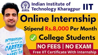 IIT Kharagpur Online Internships  Any College Student  Paid Internships  Summer Internship 2022 [upl. by Aisetal]