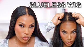 COMPLETELY GLUELESS WIG INSTALL  NO GLUE BEGINNER FRIENDLY WIG INSTALL [upl. by Einafats]