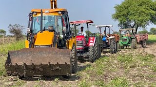 JCB 3dx and New Swaraj 855 Fe 5 Star First Time Work New Holland 3630 loading mud 4x4 [upl. by Ledoux217]