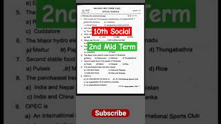 10th Social 2nd Mid Term Question Paper exam [upl. by Anamor]