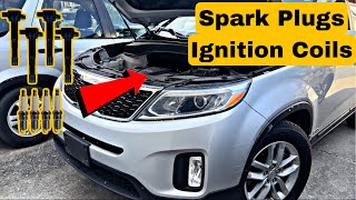 2015 Kia Sorento 24L Spark Plugs and Ignition Coils Replacement [upl. by Sofer]