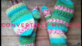 How to knit a convertible mittens flap mitten knitting [upl. by Mcwherter]