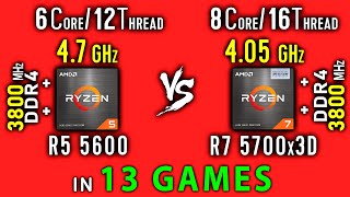 Ryzen 5 5600 OC vs Ryzen 7 5700x3D Test in 13 Games or R5 5600x vs R7 5700x3D [upl. by Hoisch]