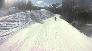 Skiing from the Top of Jafferau in Bardonecchia Italy down to the bottom in March 2016 [upl. by Brandice]