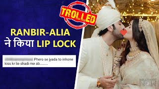 Ranbir Kapoor Alia Bhatt Trolled For Their Lip Lock Moment While Cutting Cake [upl. by Namialus]