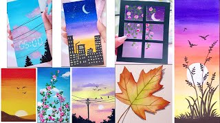 11 Amazing painting ideas  Scenery Painting  Easy Painting For Beginner [upl. by Emelun]