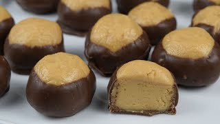 4  Ingredients BUCKEYES Recipe  HOMEMADE Peanut Butter Balls Candy  LETS TRY IT [upl. by Hillell816]