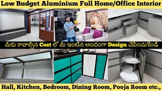 Aluminium Home Interior Design At Low Budget Aluminium Modular Kitchen Cupboards Shelves Main Doors [upl. by Elrebmik]