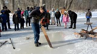 Ice harvesting like it was done in the 1800s on Pennsylvania farms [upl. by Aramaj]