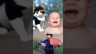 Crying flying babies Catching Vs cat amp Funny magic video 😄😀😀 [upl. by Swec]