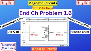 Magnetic Circuits  Core with Two Air Gaps  End Ch Q 16  Chapman [upl. by Suu]