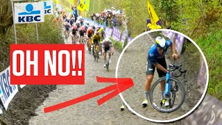 Mathieu van der Poel Rides Free While Others Walk Up The Koppenberg At The Tour Of Flanders [upl. by Rosene]