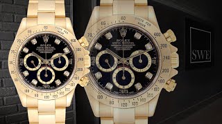 Rolex Daytona Yellow Gold Diamond Dial Chronograph Mens Watch 16528  SwissWatchExpo [upl. by Redan]