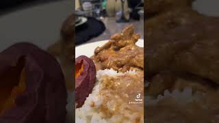 Dinner simple smother pork chops rice and gravy baked sweet potatoes ￼🔥 [upl. by Cyd]