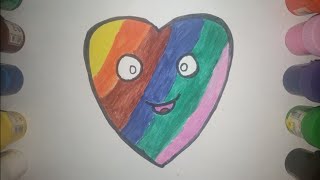 quotEasy Rainbow Heart Drawing for Kids  Fun Art Tutorialquot [upl. by Sibie]