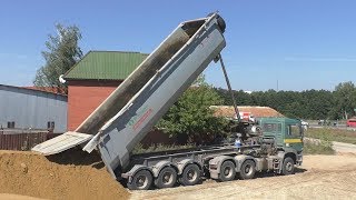 MAN TGA with Grünwald tipper semitrailer unloading [upl. by Nairret]