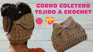 🧶🌈GORRO COLETERO TEJIDO A CROCHET CON MOÑO 🥰 paso a paso [upl. by Rebbecca]