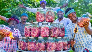 CANNING MEAT  Western Retort Pouch Packaging Method Cooking in Indian Village  Meat in GLASS JAR [upl. by Pangaro153]