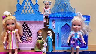 Mini dolls  Elsa amp Anna toddlers  Frozen doll houses  Barbie dolls [upl. by Arymahs86]