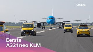 Aankomst eerste KLM A321neo op Schiphol ✈️ [upl. by Ahsinut665]