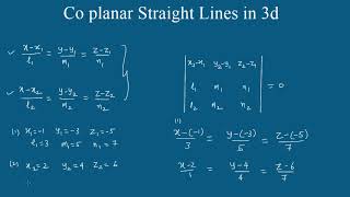 Co planar lines  Coplanarity of two lines in hindi [upl. by Aisorbma]