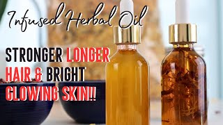 How To Make HERBAL OIL for HAIR GROWTH  BEST OIL for GLOWING SKIN DIY [upl. by Ahsiyn]