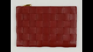 Bottega Veneta Large intreccio leather pouch Dark Red 651409 VCQC1 6358 [upl. by Xineohp415]