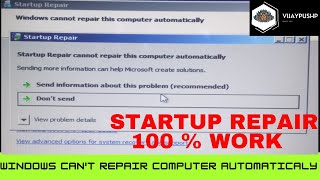 Startup Repair  Startup Repair Windows 7  Repair Windows 7 Command Prompt [upl. by Nirac]