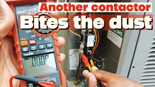 Contactor and capacitor replacement combo on Rheem split system  HVAC service tech repairs [upl. by Oniram]