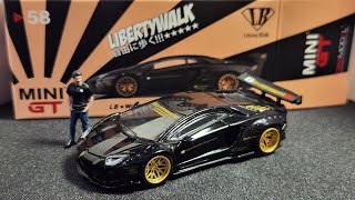 MINI GT 164 LB☆Works Lamborghini Aventador Black MGT00058 [upl. by Anaiviv]