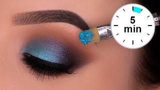 5 MINUTE Blue Brown Smokey Eyes Tutorial [upl. by Yrrej]