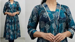 New Trendy Front Pleated V Collar Neck Kurti Cutting and stitching  kurti Design [upl. by Llorre]