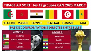 Resultat tirage au sort CAN Maroc 2025  12 groupes formés  ou  equilibrés [upl. by Carie]