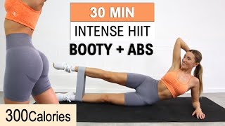 30 Min ABS  BOOTY HIIT Workout  Resistance Band Burn 300 Calories No Repeat Warm Up  Cool Down [upl. by Stanislaw]