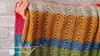 Crochet Peephole Chevron Stitch EASY ONE ROW REPEAT 🧶 [upl. by Medwin]