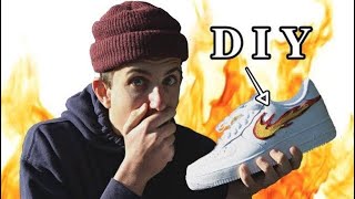 Custom FLAME Air Force 1s   FULL TUTORIAL   Custom Shoes [upl. by Leiad]