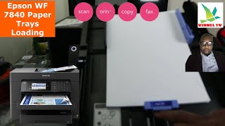 How to Load Paper Trays on Epson WF 7840  WF7820 WIFI Printer and Print Printer Status Report [upl. by Yahsat]