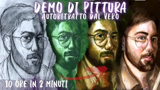 DEMO di PITTURA ad OLIO  AUTORITRATTO DAL VERO con BASE VERDACCIO [upl. by Sylera]