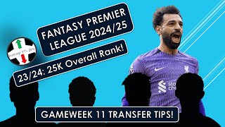 FPL 2425  Gameweek 11 Transfer Advice  The Most Bought and Sold Players Fantasy League Tips [upl. by Ulla]