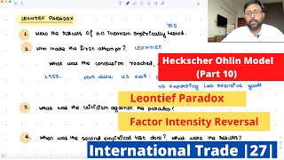 International Trade HO Theorem Part 10  Leontief Paradox  Factor Intensity Reversal  27 [upl. by Htaras]