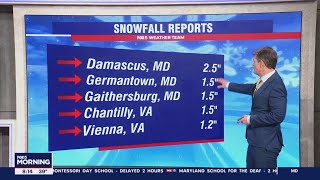 Snow totals for DC Maryland Virginia and West Virginia from Monday December 11 [upl. by Atinra194]